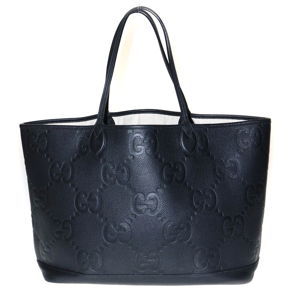 GUCCI グッチ ジャンボGG ラージ トートバッグ ブラック レザー ハンドバッグ 726755