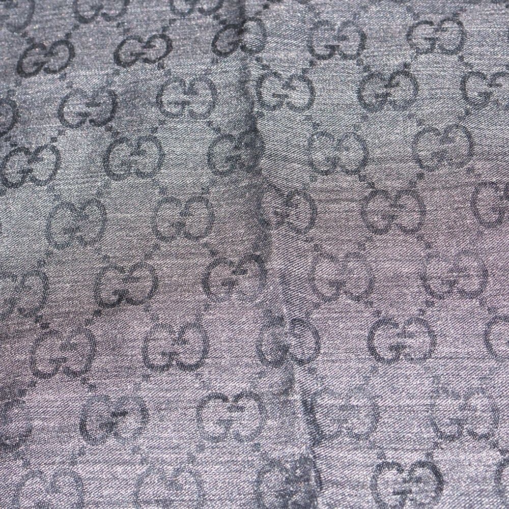 GUCCI グッチ GG柄 ストール グレー コットン シルク