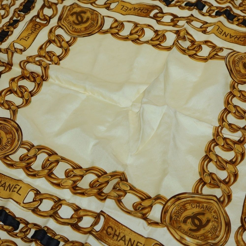 CHANEL (シャネル) ココマーク チェーンデザイン 大判シルクスカーフ