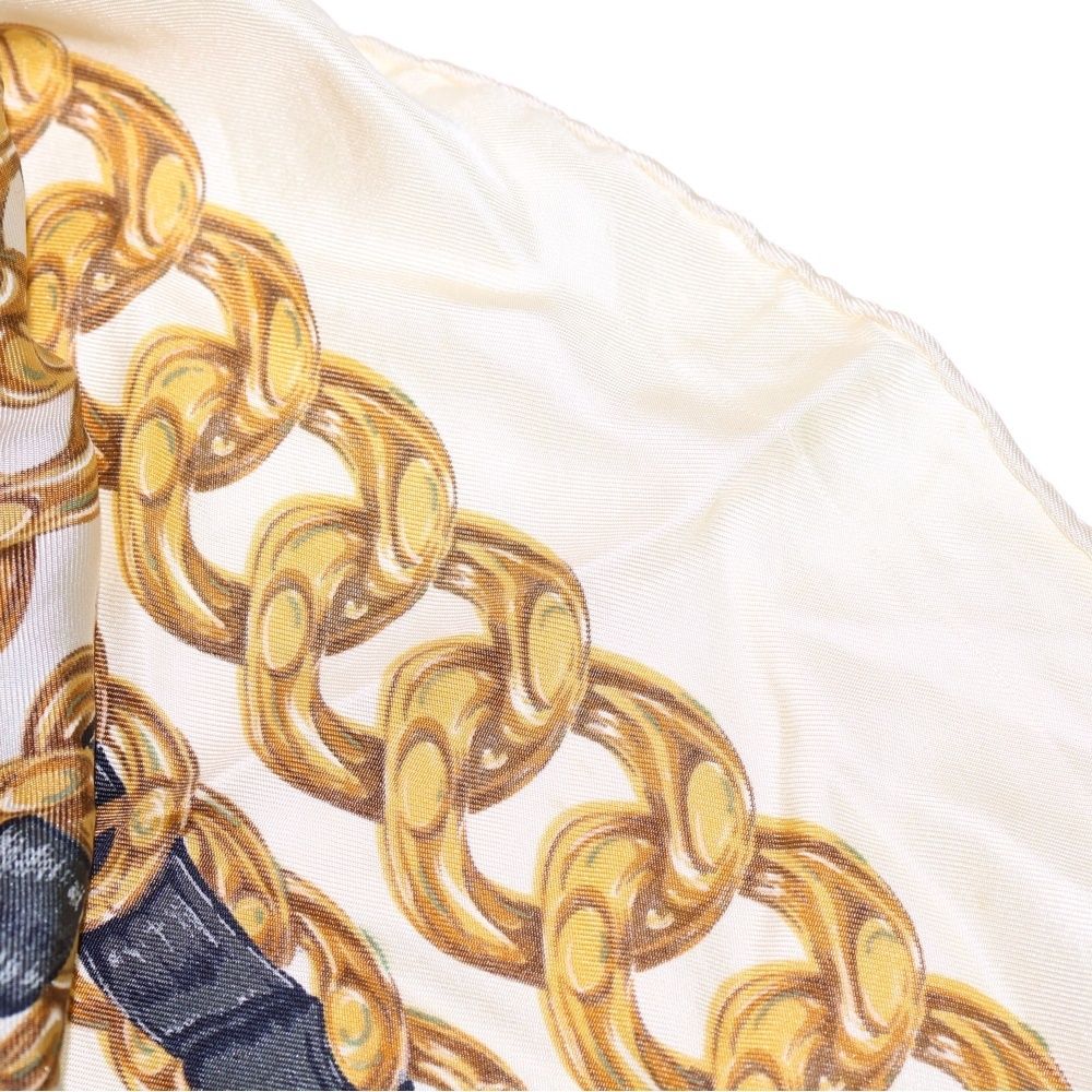 CHANEL (シャネル) ココマーク チェーンデザイン 大判シルクスカーフ