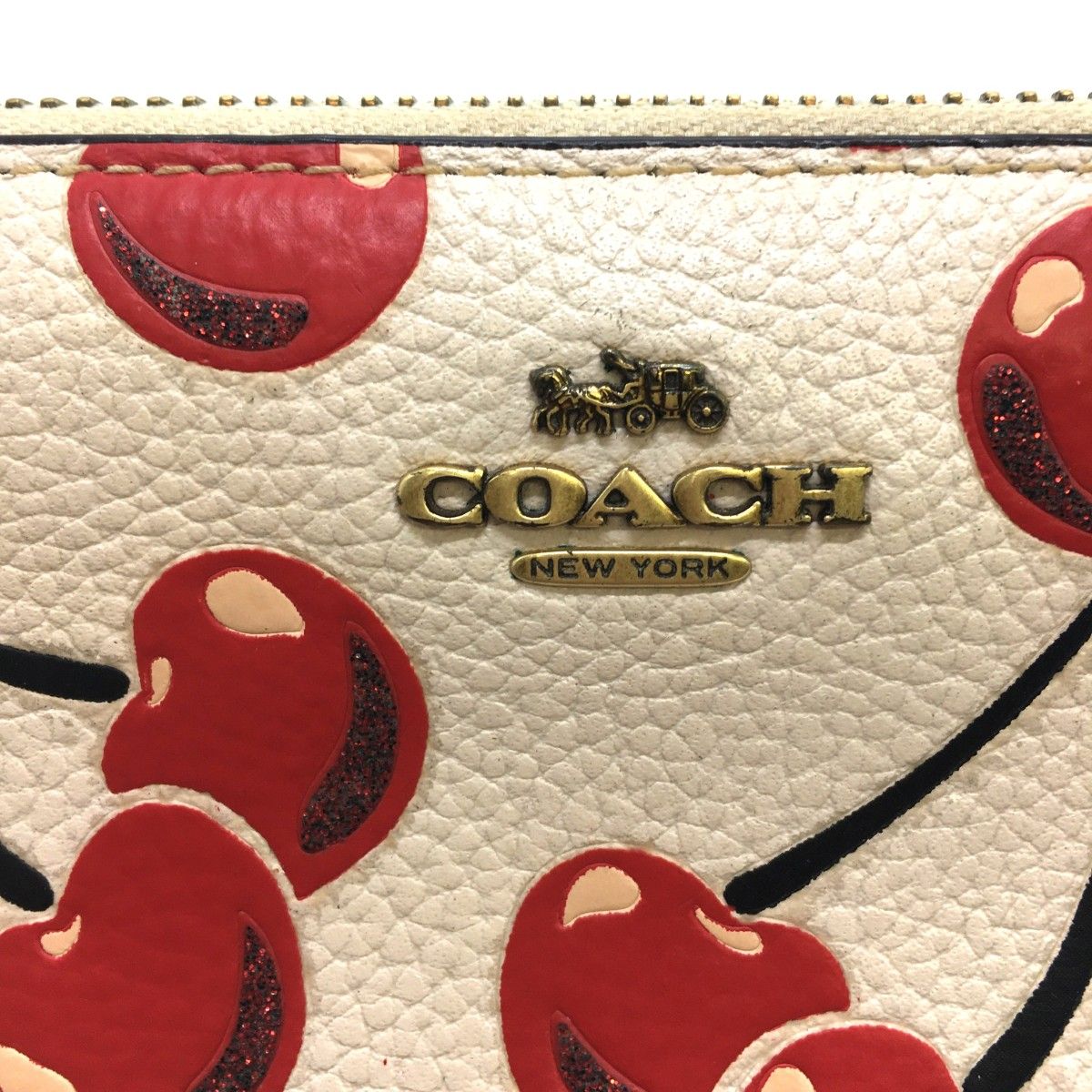  COACH コーチ アコーディオン ジップ ウォレット ウィズ チェリー プリント CA 802 長財布 小物