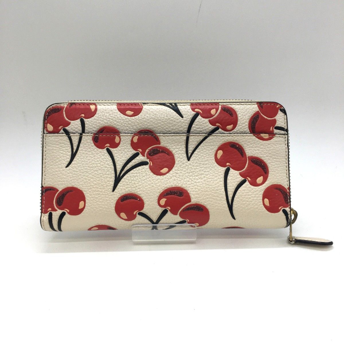 COACH コーチ アコーディオン ジップ ウォレット ウィズ チェリー プリント CA 802