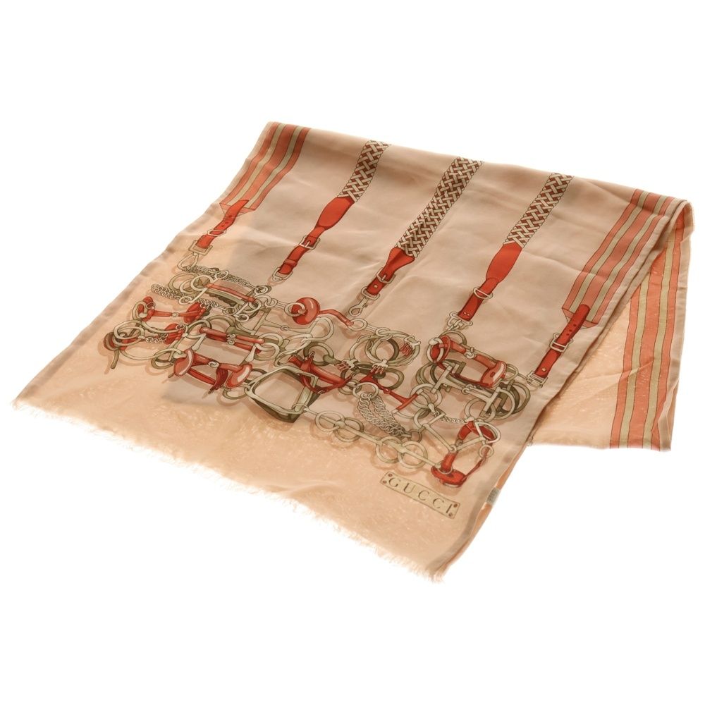 GUCCI グッチ ベルト柄 スカーフ ストール ピンクベージュ
