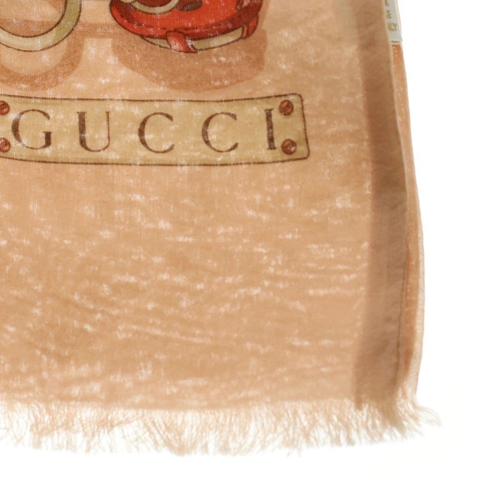  GUCCI グッチ ベルト柄 スカーフ ストール ピンクベージュ バンダナ スカーフ 小物