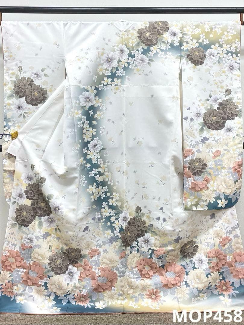 ポリエステル振袖 紋意匠 牡丹 身丈168 cm MOP 458