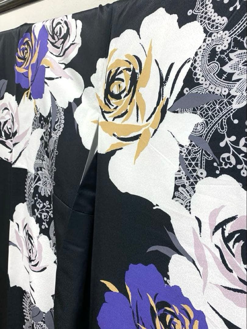 ポリエステル振袖 紋意匠 薔薇 大輪 身丈170 cm MOP 460