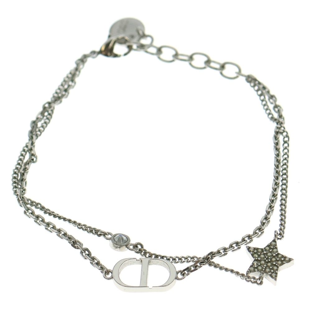 Christian Dior クリスチャンディオール CDアイコン ダブルチェーン ブレスレット シルバー