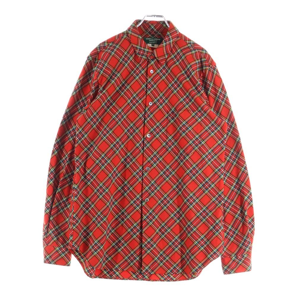 COMME des GARCONS HOMME PLUS コムデギャルソンオムプリュス 06AW AD2006 EVER GREEN タータンチェック ポリレーヨン 長袖シャツ レッド PR-B222