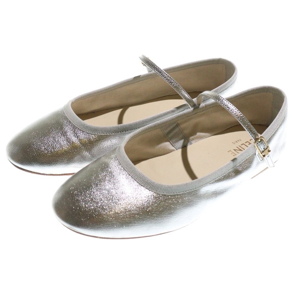 CELINE セリーヌ メリージェーン トリオンフ バレエシューズ パンプス シルバー レディース