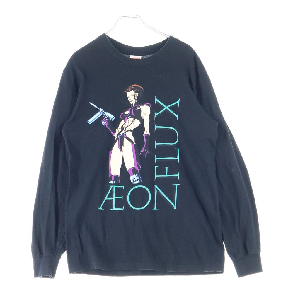 SUPREME シュプリーム 22SS ×AEON FLUX L S Tee フロントプリントクルーネック長袖Tシャツカットソー ロンT ブラック