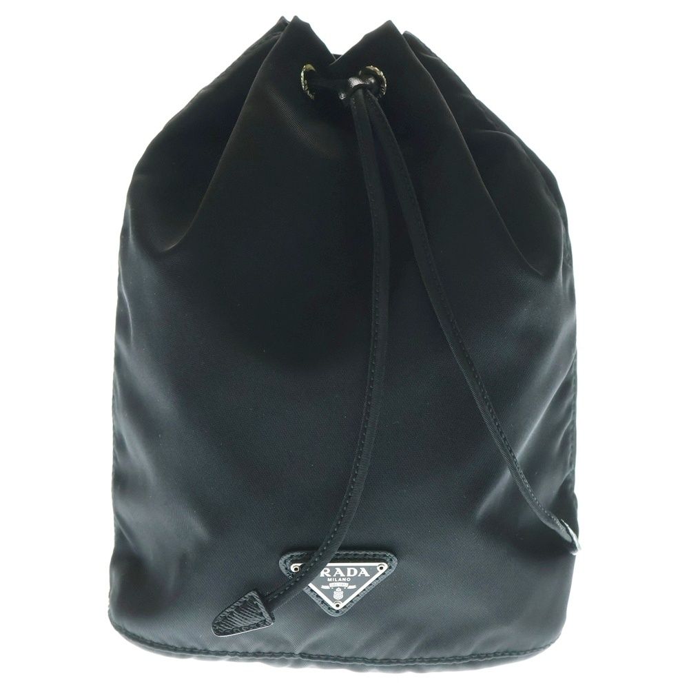 PRADA プラダ トライアングルロゴプレート ナイロン 巾着 ポーチ ブラック