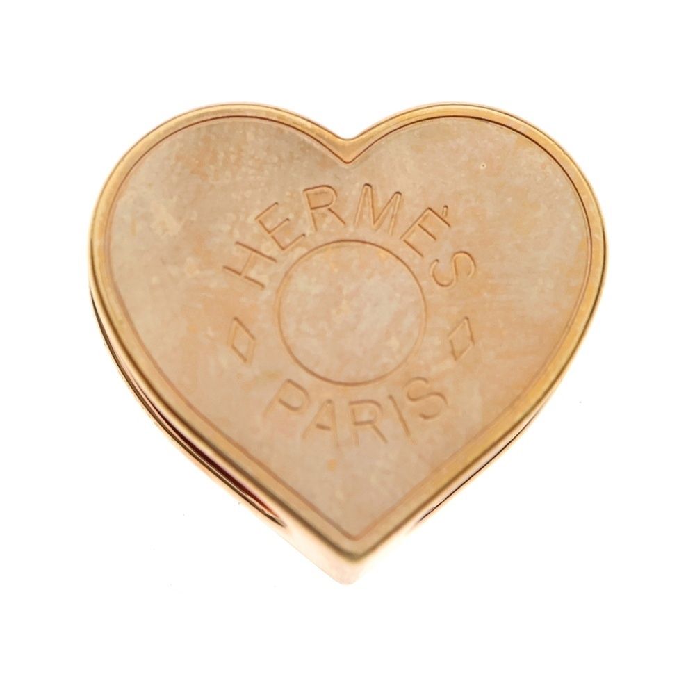 HERMES エルメス ミニクール ハートモチーフ ロゴ スカーフリング ツイリー ピンクゴールド