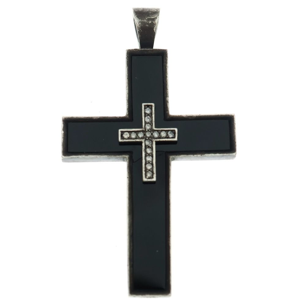 Justin Davis ジャスティンデイヴィス SUPER DELUXE CROSS スーパー クロス オニキス×ダイヤ D 0.20 ペンダントトっプ シルバー ブラック