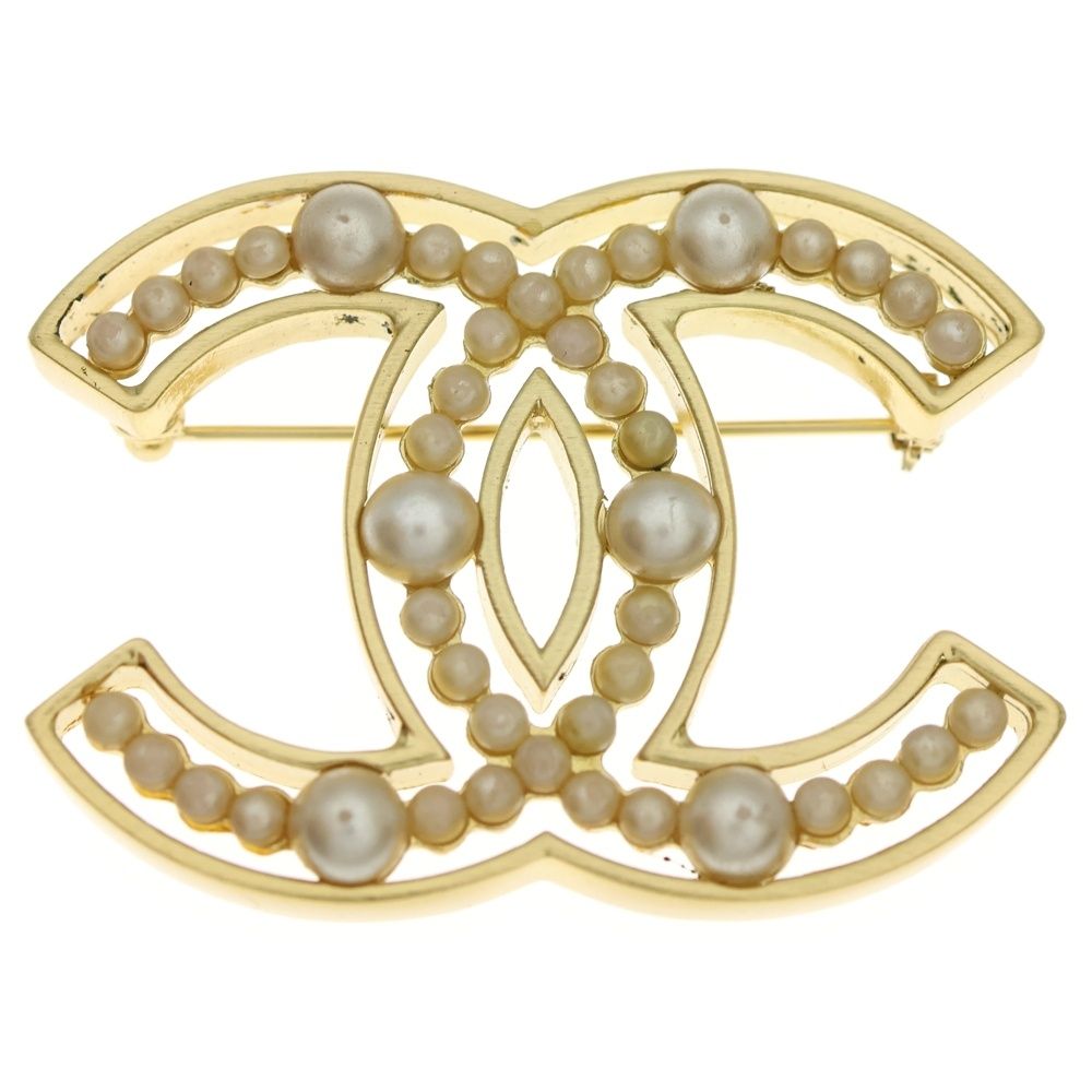 CHANEL シャネル ココマーク パールブローチ ゴールド GP パール モチーフ 02 A
