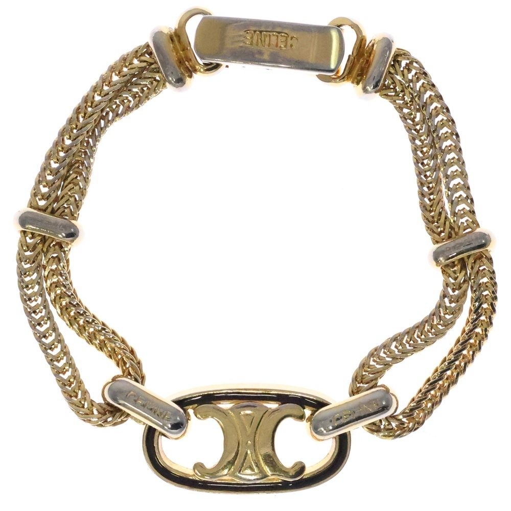 CELINE セリーヌ ブラソン モチーフ付 チェーンブレスレット ゴールド