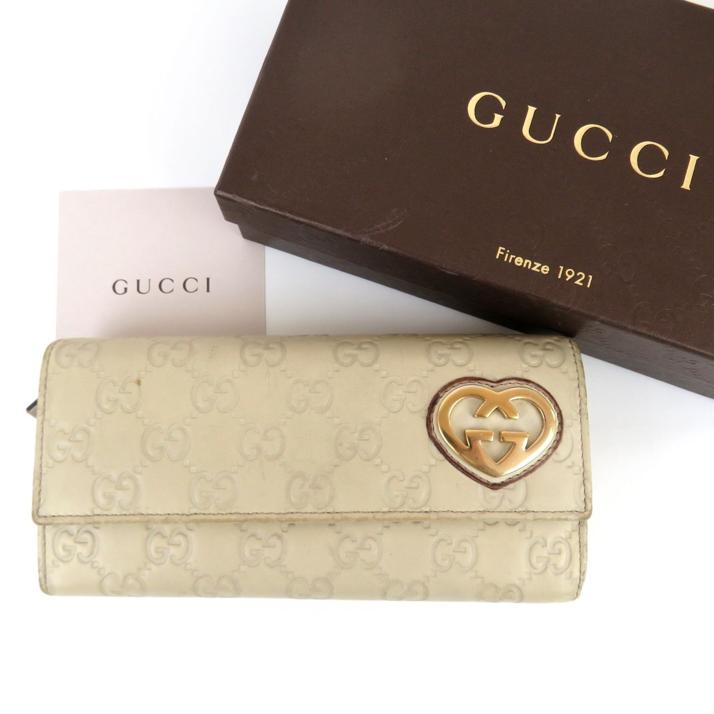 GUCCI ラブリーハート GGエンボス レザー長財布 アイボリー GUCCI ラブリーハート GGエンボス レザー 長財布 アイボリー GUCCI