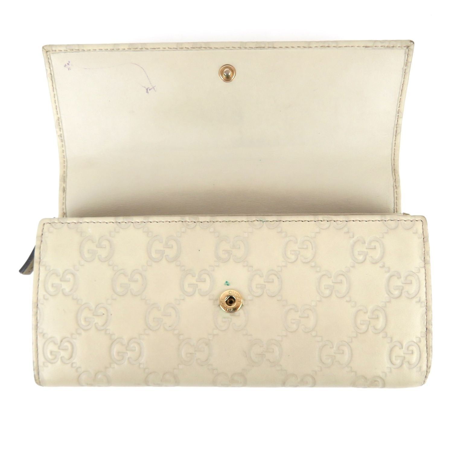 グッチ 長財布 ラブリーハート インターロッキング GG柄 シマ 革 ホワイト GUCCI グッチ グッチシマ ラブリーハート 長財布 GG レザー アイボリー