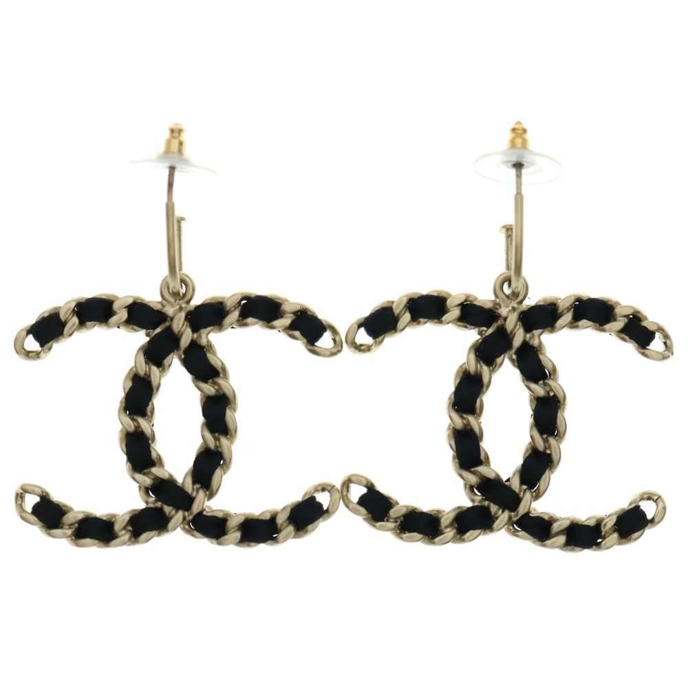 CHANEL シャネル ココマーク ピアス イヤー ゴールド×ブラック 16.1g