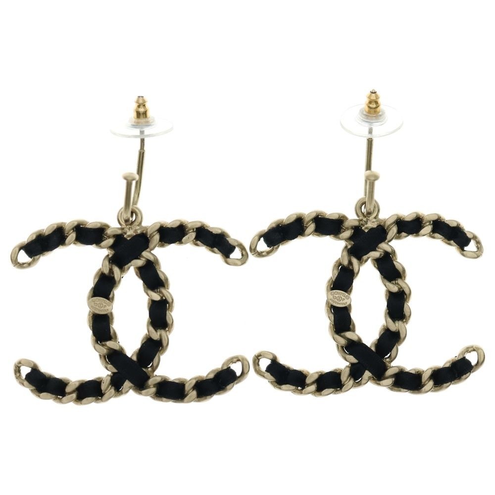 CHANEL シャネル ココマーク ピアス イヤー ゴールド×ブラック 16.1g
