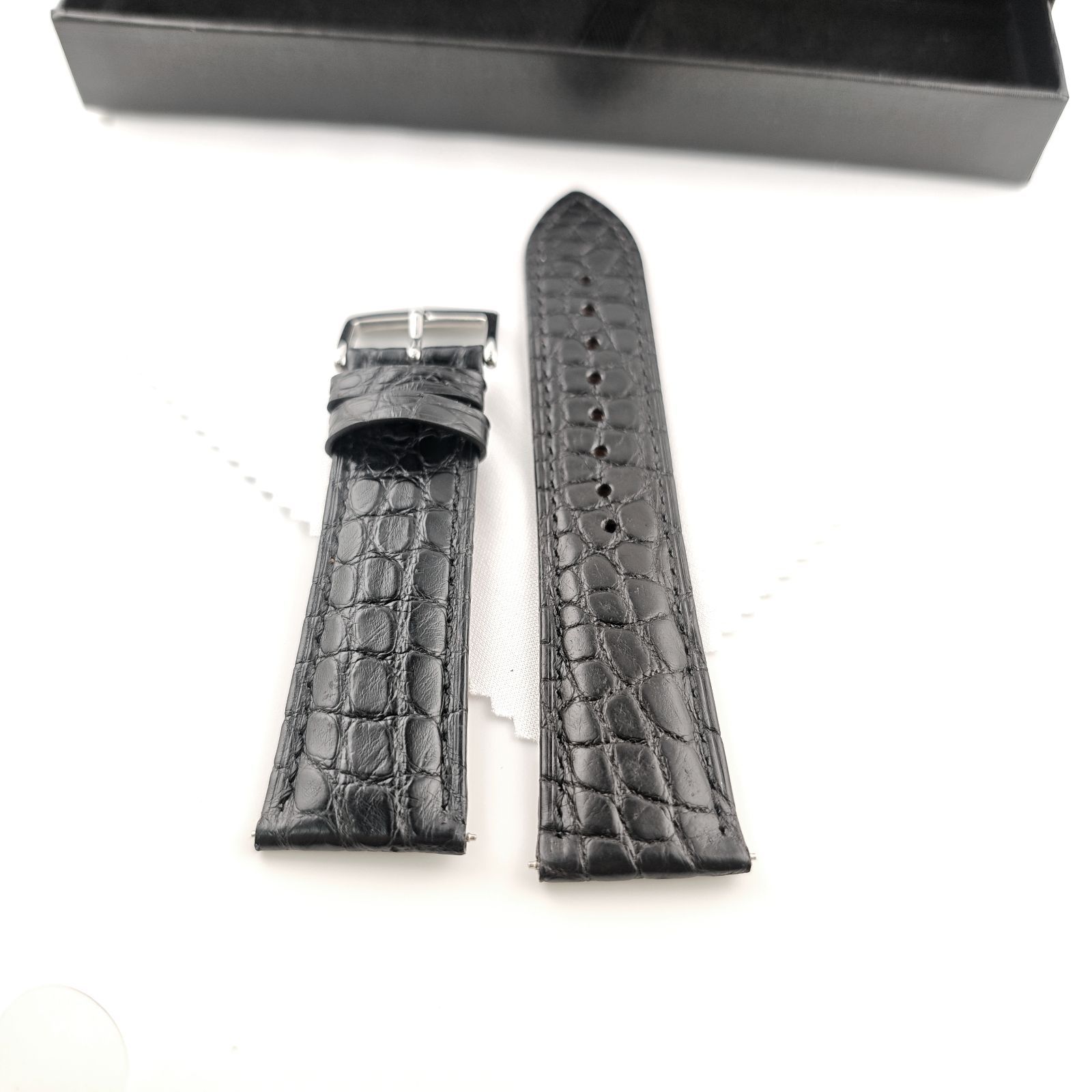カルティエ 純正アリゲーターベルト　ブラック 23mm 腕時計 アリゲーター レザー ベルト ブラック 黒 尾錠タイプ