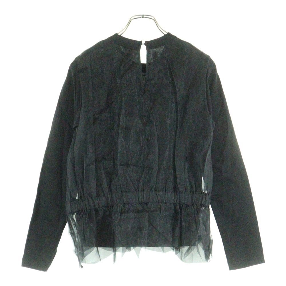 NOIR KEI NINOMIYA ノワール ケイニノミヤ 18AW チュール切り替え バックフック クルーネック ロングスリーブ 長袖 ボリューム カットソー レディース ブラック 3B-T008