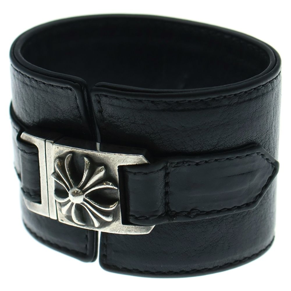 CHROME HEARTS クロムハーツ HARNESS CLASP ワイドハーネスクラスプ レザーブレスレット シルバー ブラック