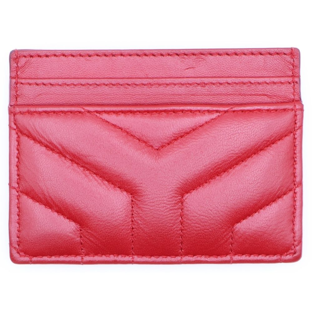 SAINT LAURENT PARIS サンローランパリ YSLロゴプレート レザーカードケース コンパクトウォレット 財布 レッド 423291
