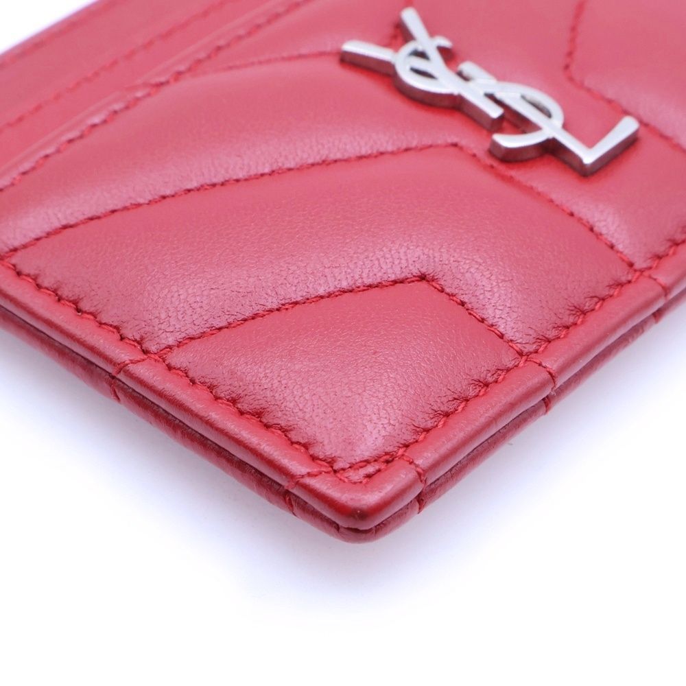  SAINT LAURENT PARIS サンローランパリ YSLロゴプレート レザーカードケース コンパクトウォレット 財布 レッド 423291 名刺入れ 小物
