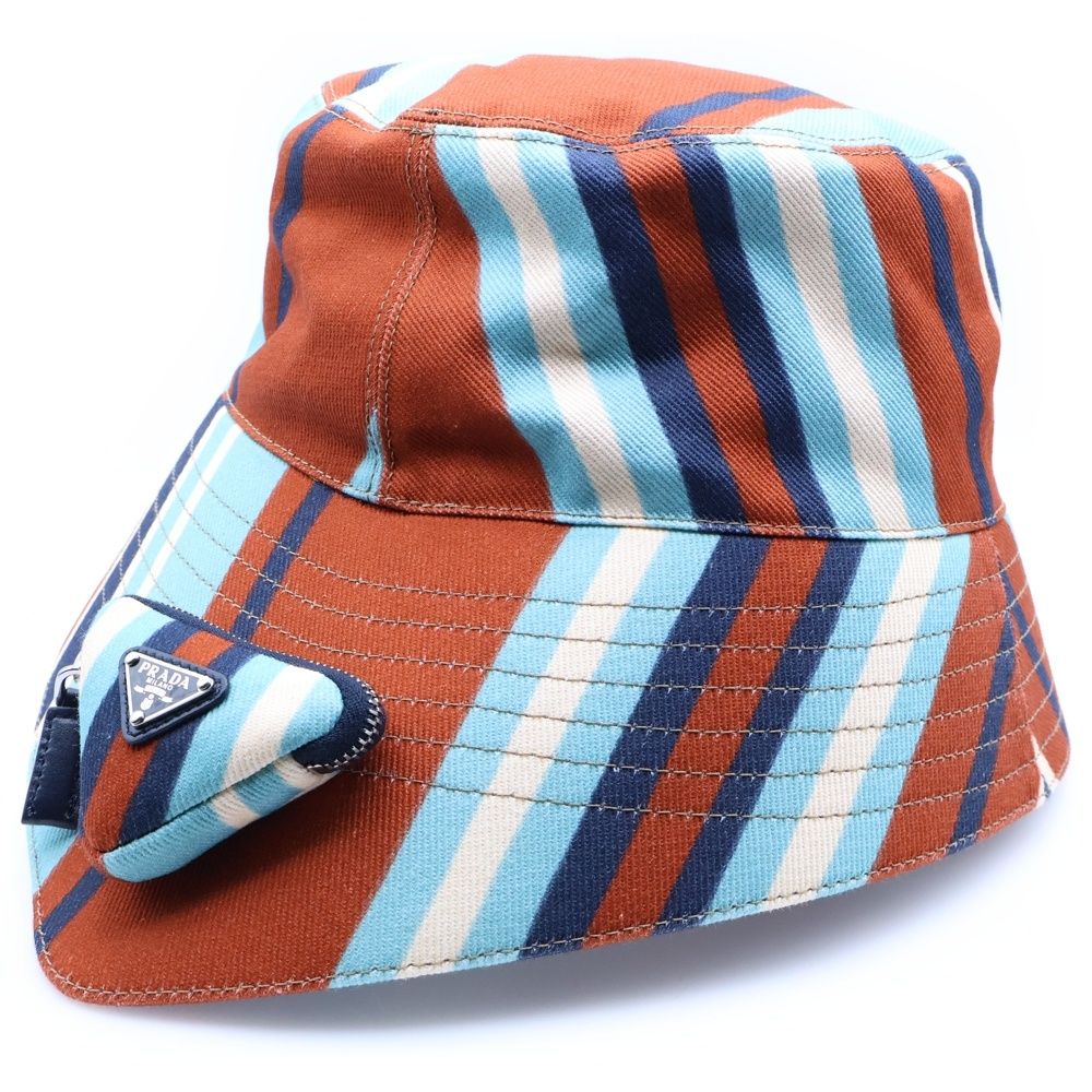 PRADA プラダ 22SS Re-Nylon Bucket Hat 2HC282 リナイロンバケットハット トライアングルロゴ アシンメトリー マルチ
