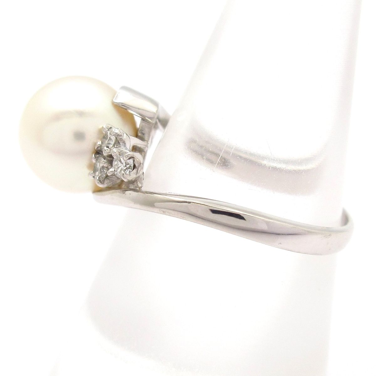 mikimoto(ミキモト) リング - Pt950×ダイヤモンド×アイボリー 6Pダイヤ  