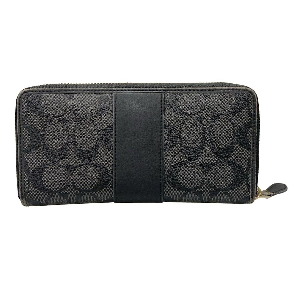 COACH コーチ 長財布 ラグジュアリー シグネチャー PVC レザー アコーディオン ジップ アラウンド ヘリテージ F 54630 黒