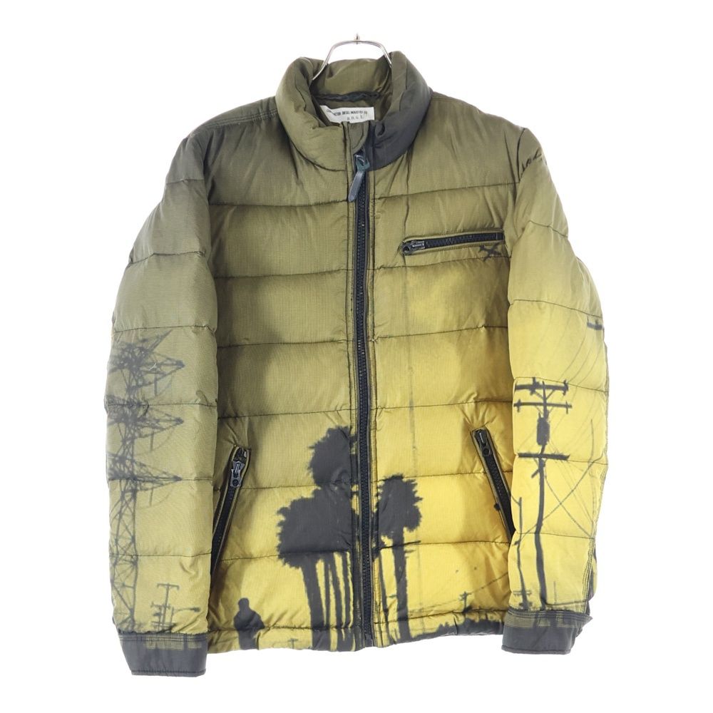 DIESEL ディーゼル パームツリー フロント ジップアップ ダウンジャケット カーキ 00E8F203