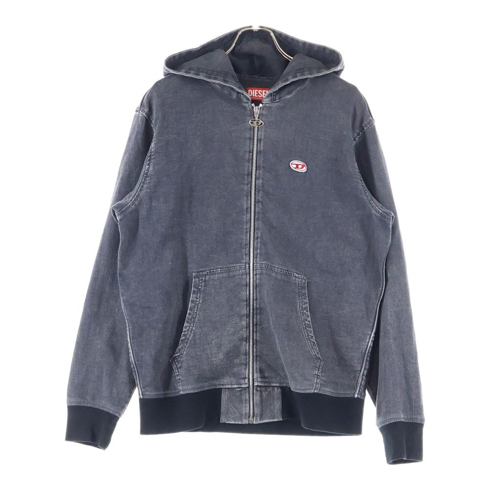 DIESEL ディーゼル D-GIR-NE DENIM HOODIE ロゴワッペン ジップアップデニムフーディ パーカー グレー