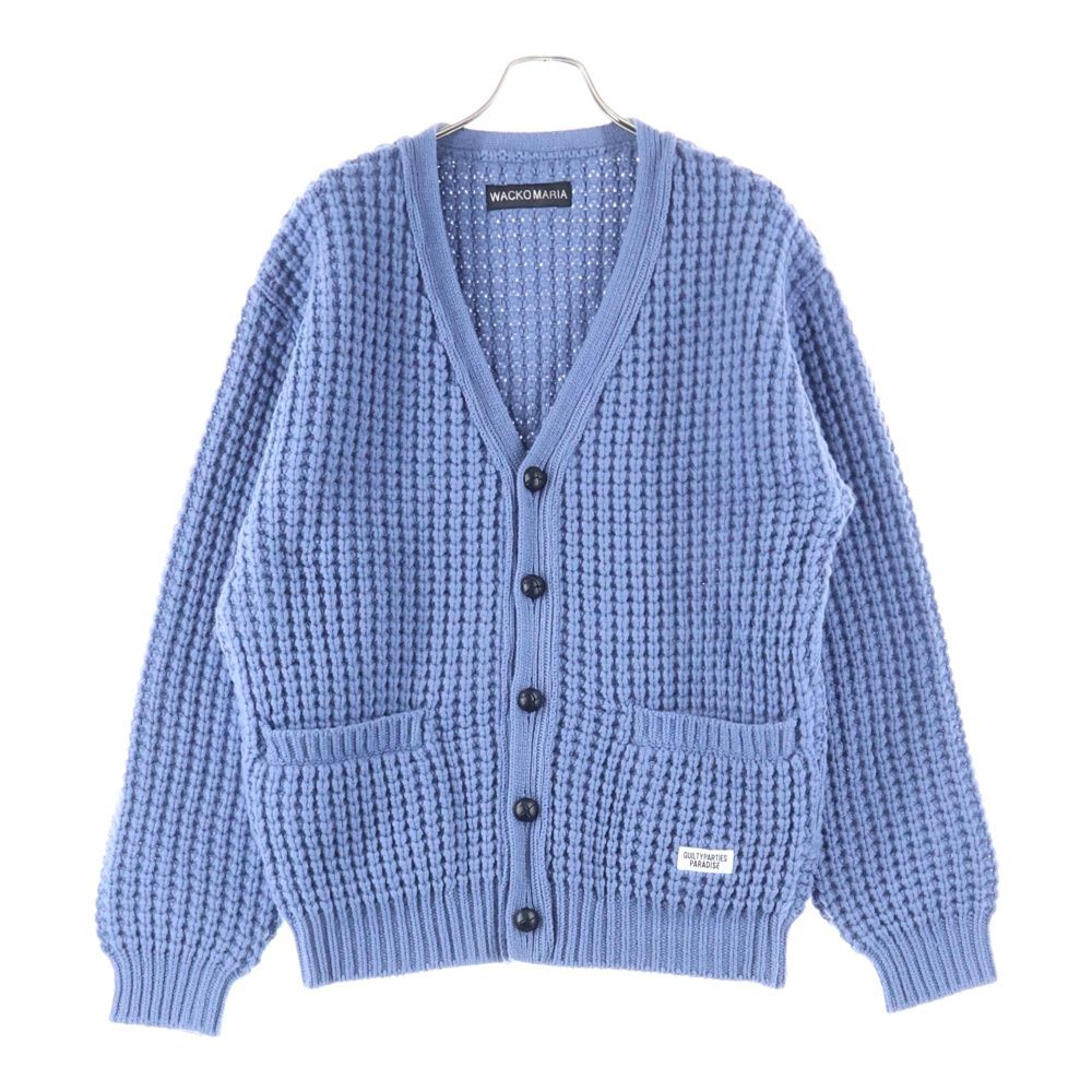 WACKO MARIA ワコマリア 24AW WAFFLE KNIT CARDIGAN ワッフルニット カーディガン セーター ブルー 24FW-WMK-KN02