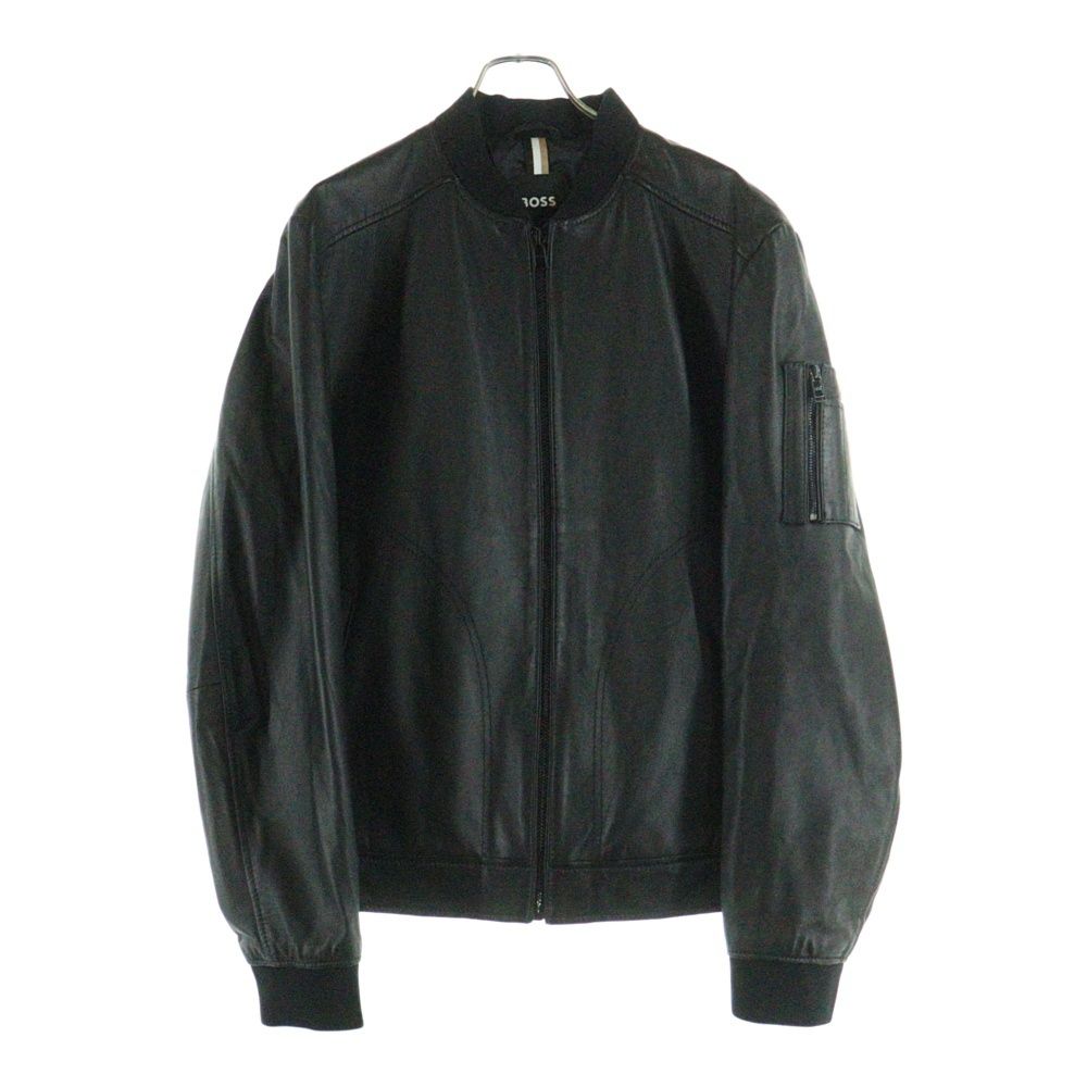 BOSS ボス Lamb Leather Jacket ラムレザージャケット MA-1 ブラック 10242957