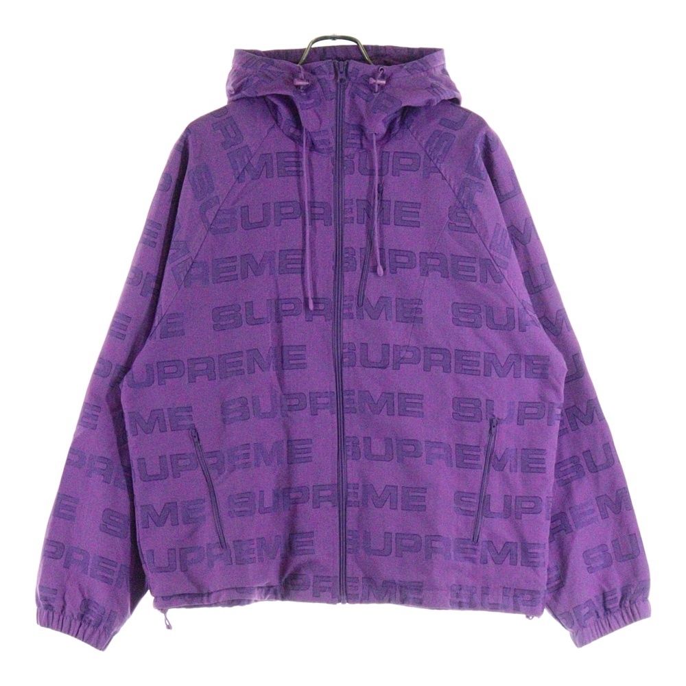 SUPREME シュプリーム 21AW Logo Ripstop Hooded Track Jacket ロゴ リップストップ 総柄 ジップアップ フーデッド トラックジャケット パープル