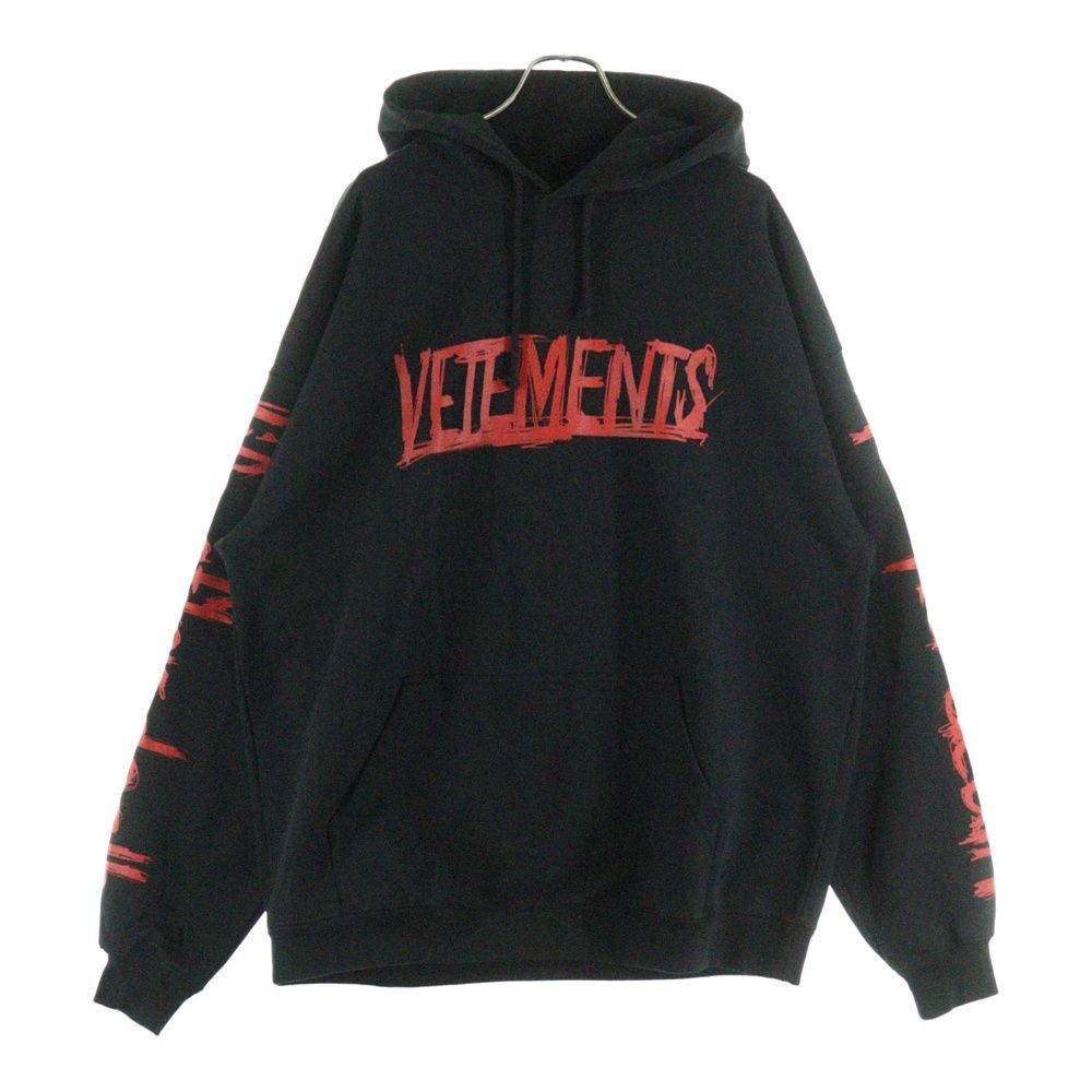 VETEMENTS ヴェトモン 21AW WORLD TOUR HOODIE ワールドツアー ロゴプリント プルオーバーパーカー フーディー ブラック UA52TR910R