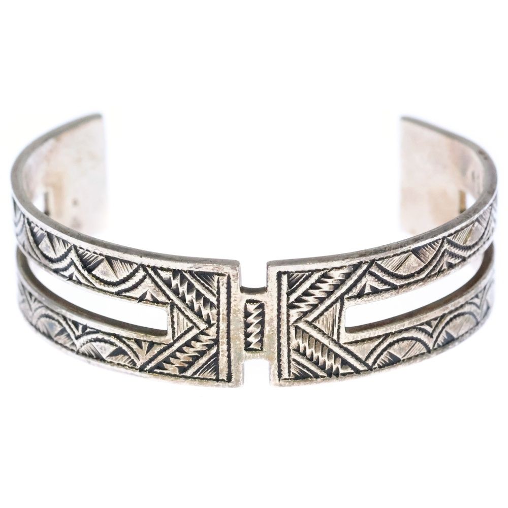  HERMES エルメス Touareg トゥアレグ 民族柄 バングル ブレスレット シルバー バングル リストバンド アクセサリー