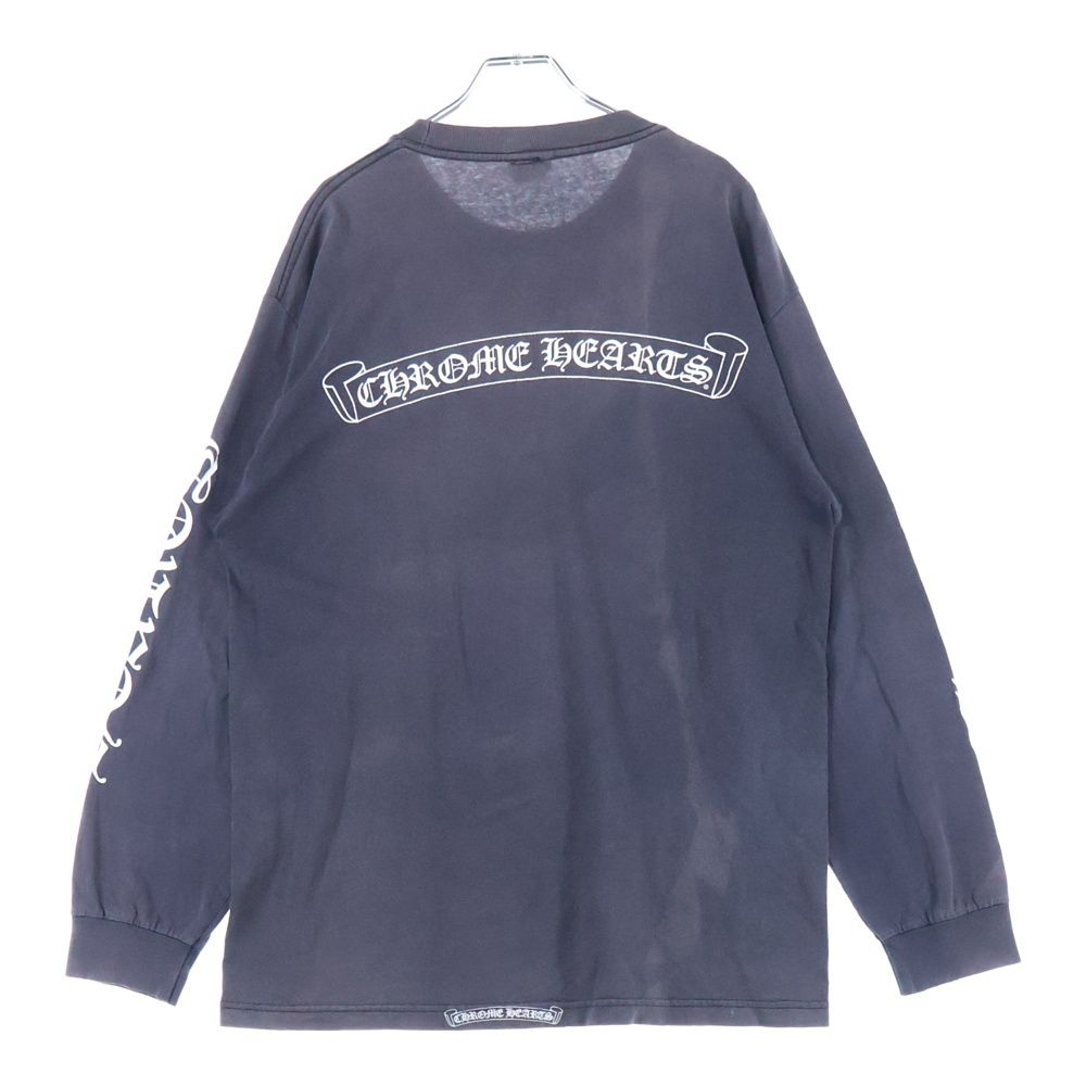 CHROME HEARTS クロムハーツ OLD ネックロゴ 袖プリント バックスクロールラベル 長袖Tシャツ 長袖カットソー ブラック