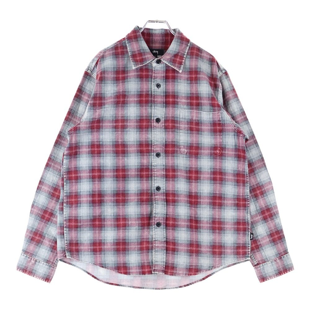 STUSSY ステューシー DAX PLAID SHIRT ダックス プレイド チェック 長袖シャツ レッド
