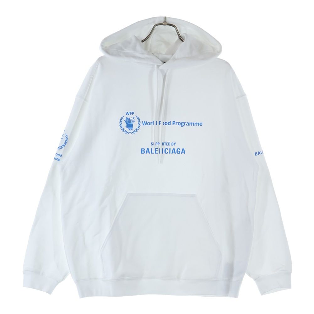 BALENCIAGA バレンシアガ World Food Program Hoodie ワールド フード プログラム ロゴプリント プルオーバースウェットパーカー フーディー ホワイト 600583