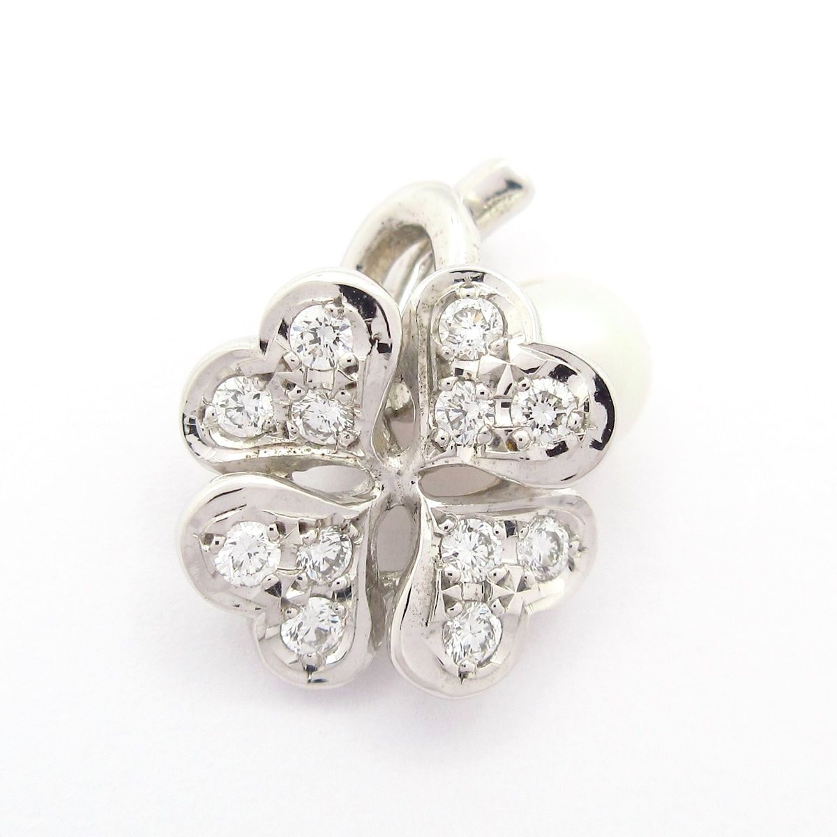 mikimoto ミキモト ペンダントトップ - K18WG×ダイヤモンド×パール クローバー
