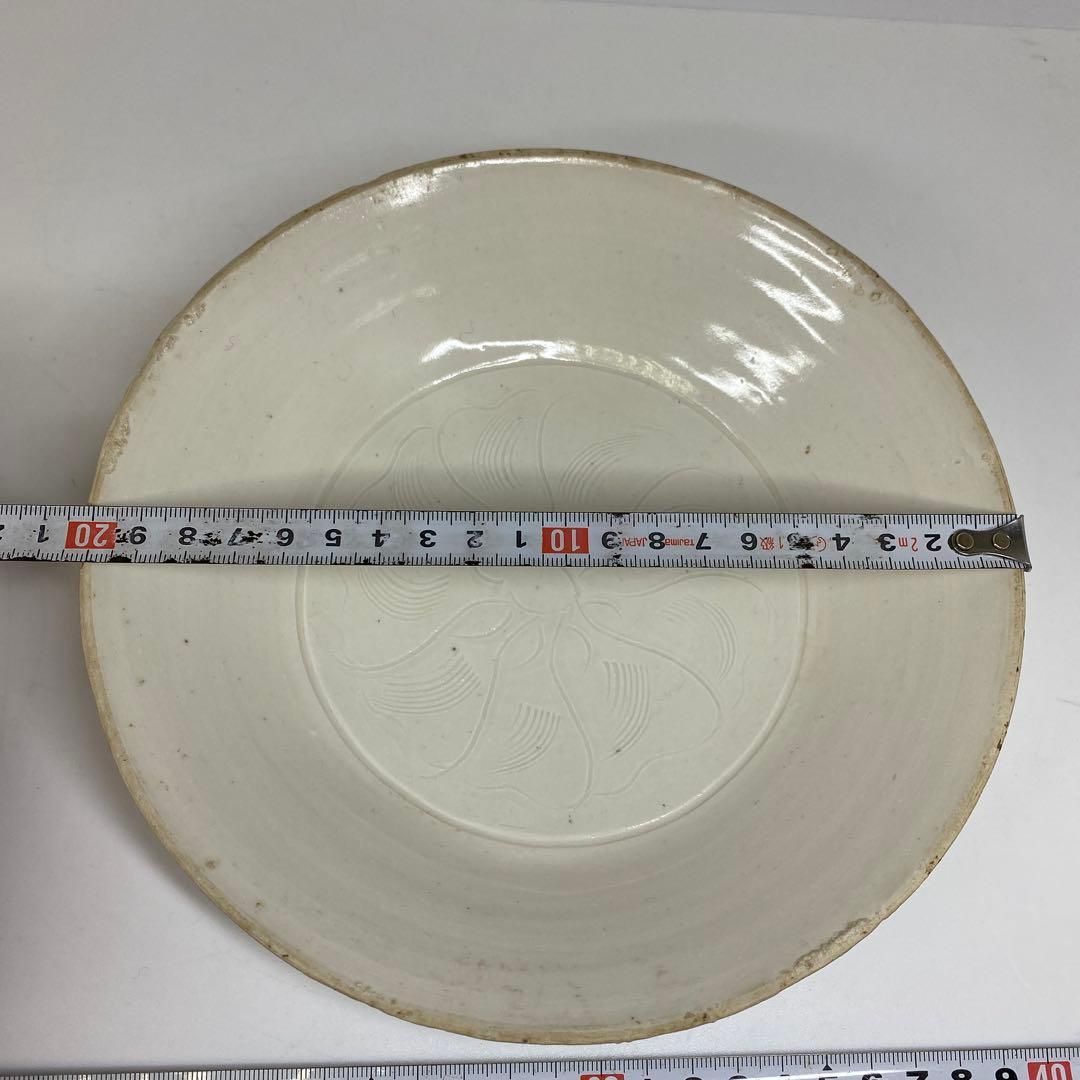 中国宋時代 定窯白磁草花文鉢 幅約20.4㎝ トヒコカ 本さ7-0216☆1F