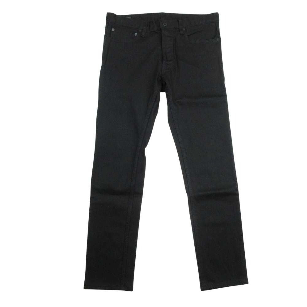 美品 MINEDENIM マインデニム スーパースリムストレート ボタンフライ デニム パンツ スキニー ジーンズ ジーパン Gパン 9 ブラック メンズ 古着 中古 USED