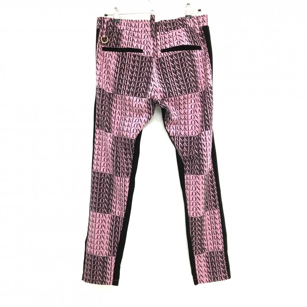 マークアンドロナ フード付きジャンパー 光沢ピンク 男女兼用 ロゴ スカル 総柄 マークアンドロナ ピンク スカル ドクロ ジップアップ 裏ボアフード付