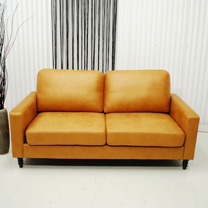 アウトレット 現品限り 一部 北欧調ヴィンテージモダン キャメルブラウン ソファー ゆったりお寛ぎ頂けます 220502-cam 3 p