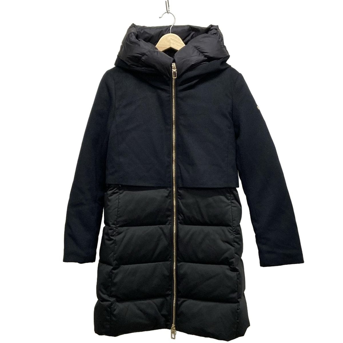 DUNO デュノ ダウンコート サイズ42 L レディース - 黒 長袖 ムートン ジップアップ 冬