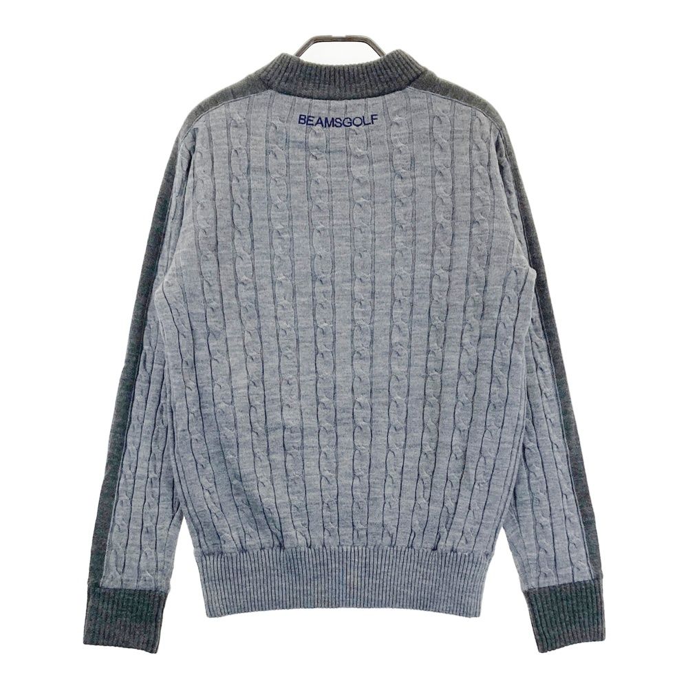 サイズ S BEAMS GOLF ビームスゴルフ 裏地付 ニットセーター ウール混 グレー系 ゴルフウェア メンズ ストスト