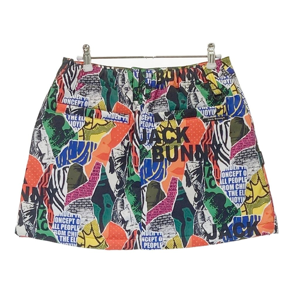 サイズ 1 JACK BUNNY ジャックバニー インナー付 中綿スカート 総柄 ブラック系 ゴルフウェア レディース ストスト