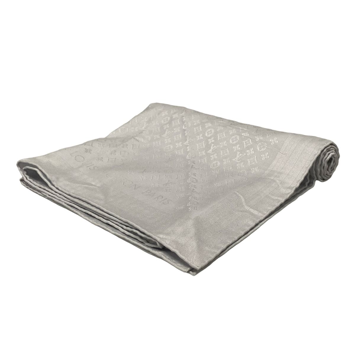 LOUIS VUITTON ルイヴィトン ストール ショール エバーモア M 77647 シルバー ウール シルク